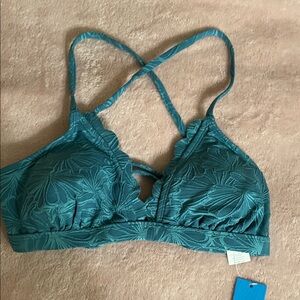 Cupshe Teal Floral Lace Bralette